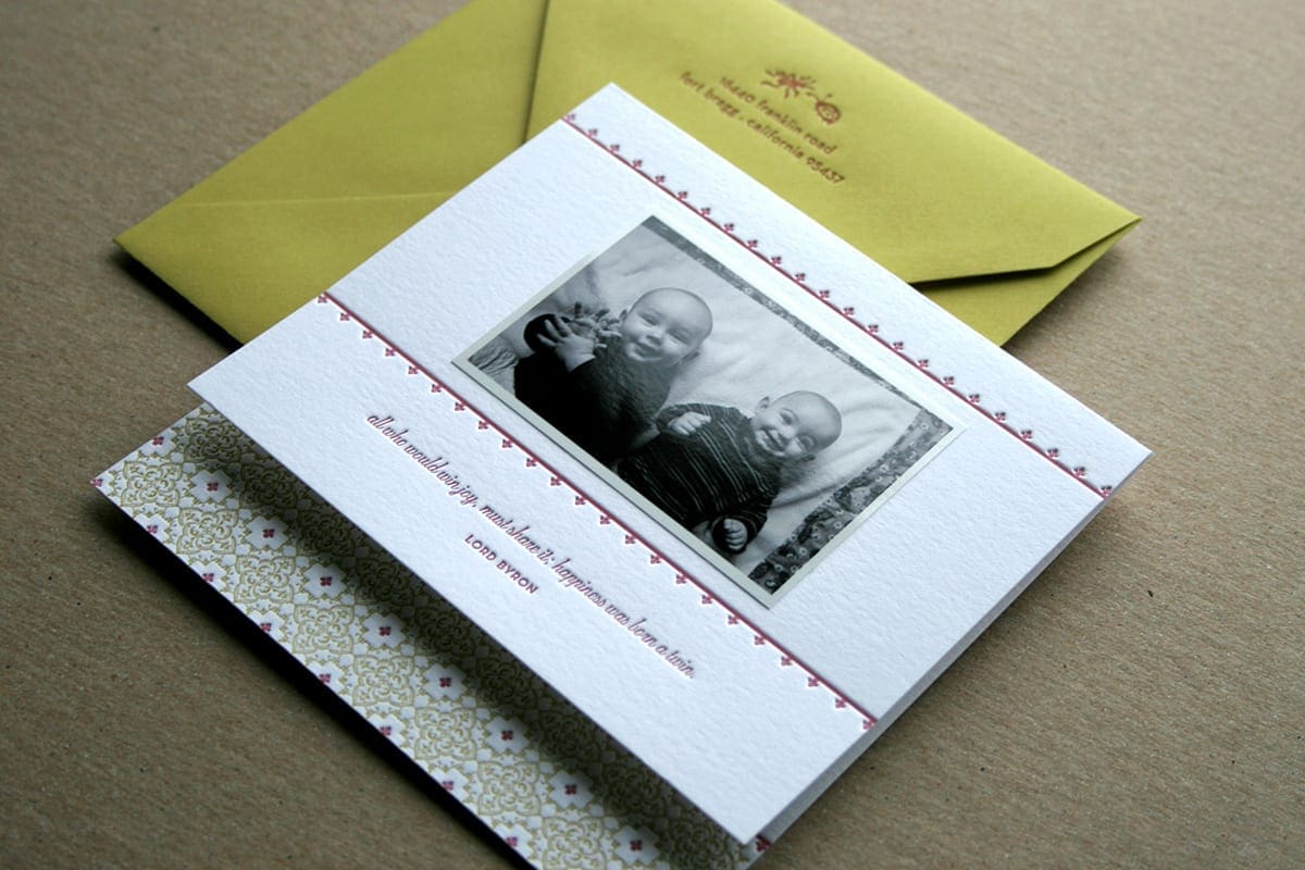 Letterpress Twin Baby Announcement by Clo Mor Press