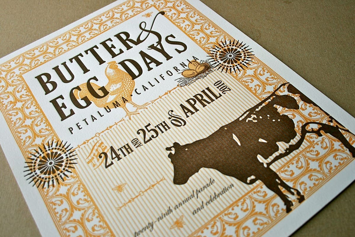 Letterpress Special Edition Butter & Egg Days Poster by Clo Mor Press
