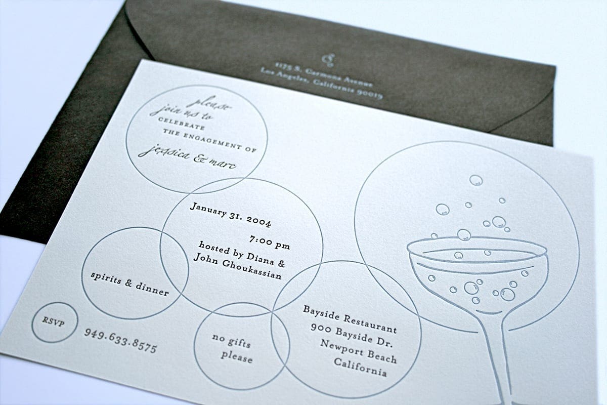 Letterpress Bubbly Holiday Invitation by Clo Mor Press