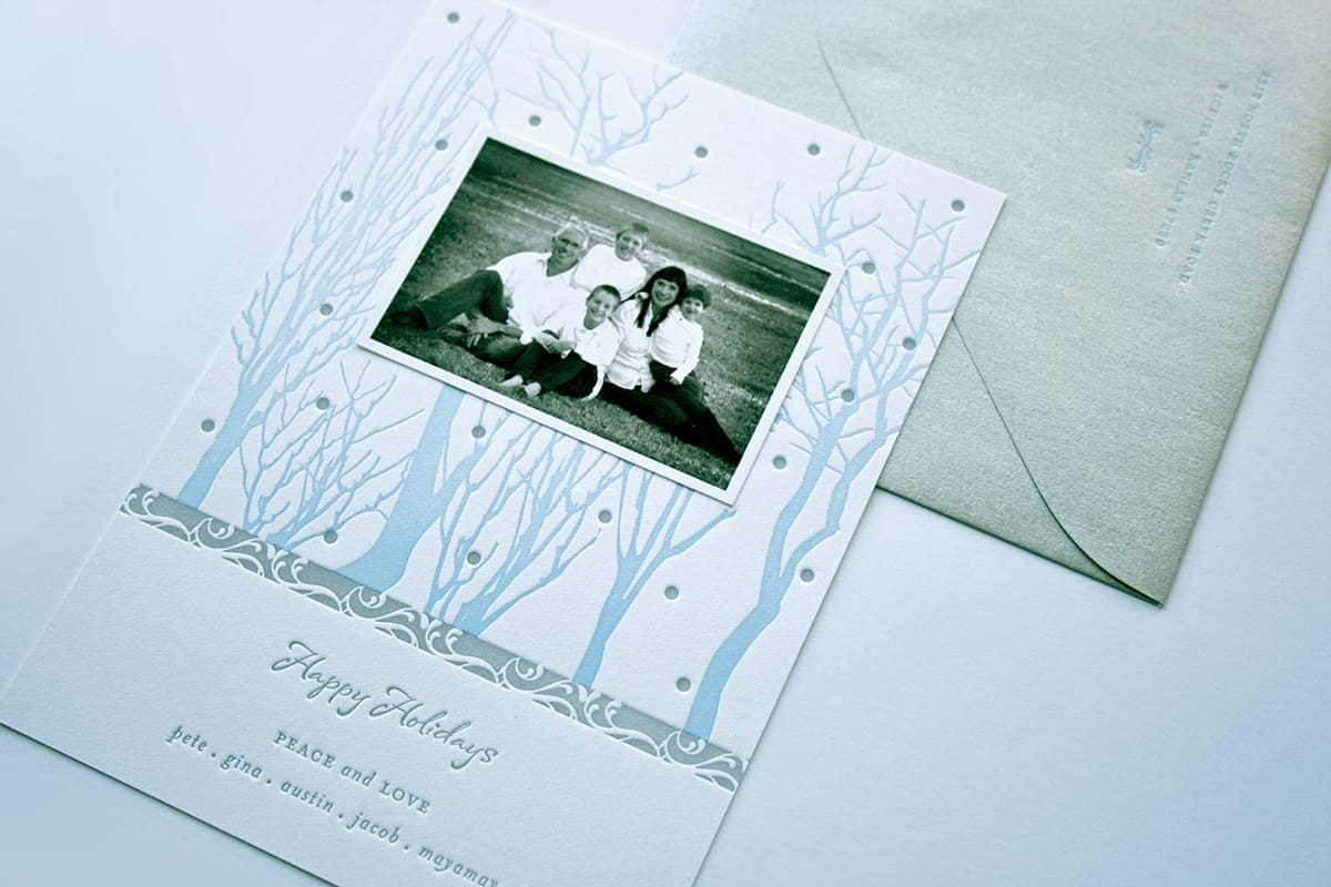 Letterpress Winter Branches Holiday Card by Clo Mor Press