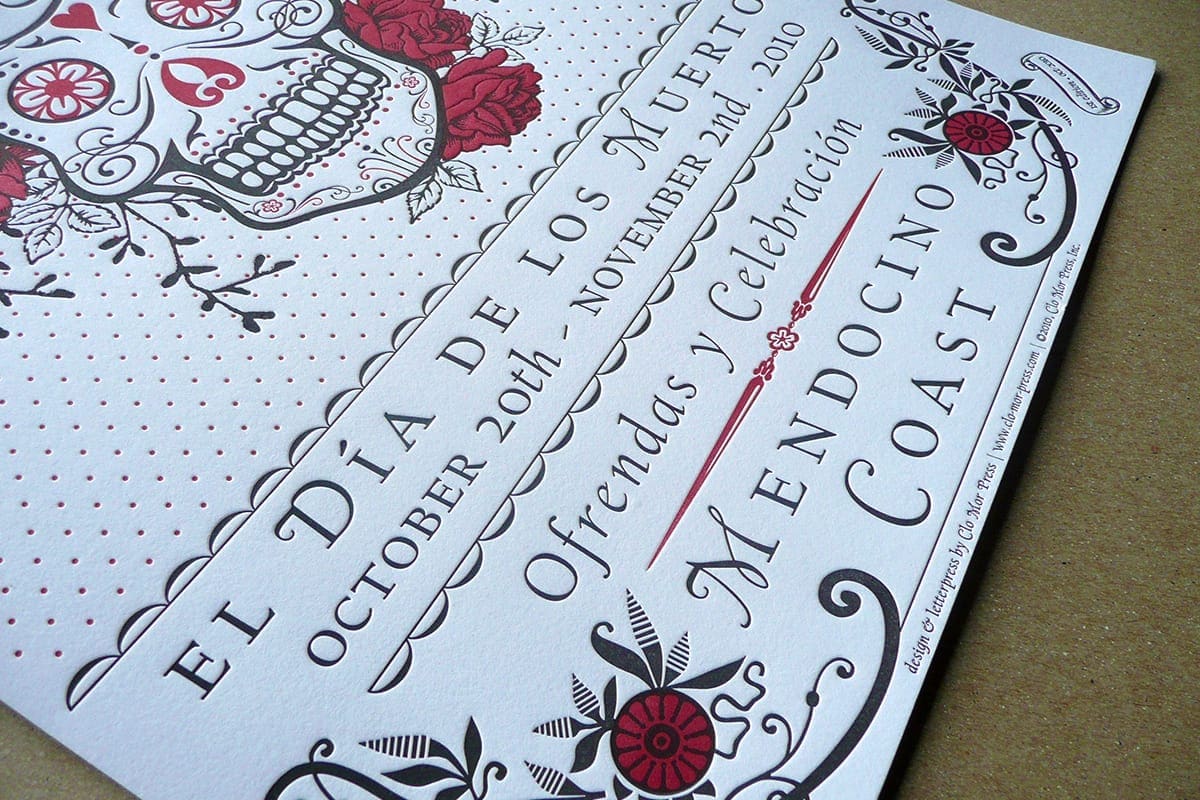 Letterpress Special Edition Dia De Los Muertos Poster by Clo Mor Press